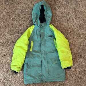 Lands' End Kids Hooded Jacket - Green and Neon Yellow